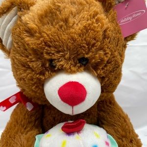 Plush Holiday Home Bear Valentines Cupcake with Tag Brown 15 in Stuffed Animal
